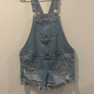 Isabel Maternity Distressed Short Overalls